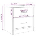 vidaXL Table de chevet Chêne fumé 40x30x40 cm Bois d'ingénierie