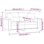 vidaXL Canapé 2 places avec oreillers bordeaux 140 cm similicuir