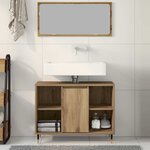 vidaXL Coiffeuse Chêne MDF Standard Coiffeuse Rectangulaire Moderne