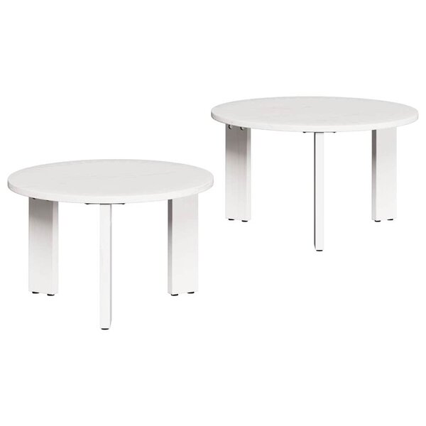 vidaXL Table basse 2 Pièces Blanc 47 5 x 47 5 x 27 cm Bois de pin massif