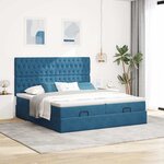 VidaXL Cadre de lit ottoman avec matelas bleu foncé 180x200 cm velours
