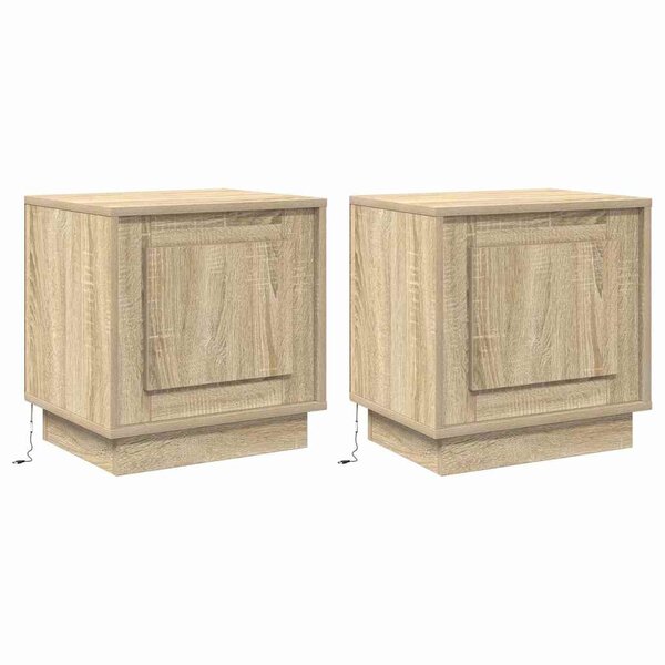 vidaXL Cabinet de chevet avec 2 Pièces Chêne sonoma 44 x 34 5 x 45 cm
