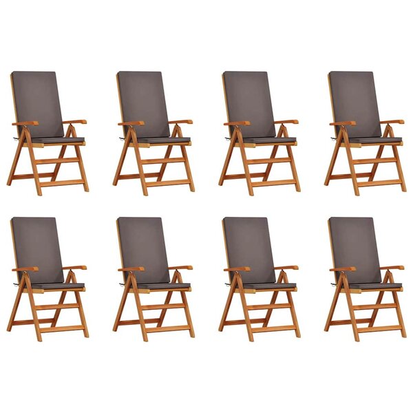 vidaXL Chaise de jardin 8 pc Marron et gris Bois de teck massif