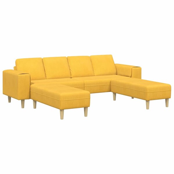 vidaXL Sofa en tissu Jaune clair Tissu en velours côtelé