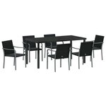 vidaXL Ensemble de salle à manger pour jardin 7 Pièces Noir et gris