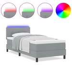 vidaXL Lit box spring avec matelas et lumière LED gris clair 100x200 cm en tissu