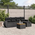 vidaXL Salon de jardin 6 Pièces avec coussins noir résine tressée