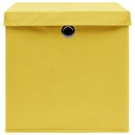 vidaXL Boîtes de rangement et couvercles 4 Pièces Jaune 32x32x32 cm Tissu