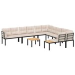 vidaXL Salon de jardin avec coussins 7 Pièces noir acier enduit de poudre