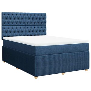 vidaXL Sommier à lattes de lit avec matelas Bleu 140x190 cm Tissu