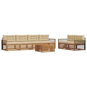 vidaXL Ensemble de canapés d'extérieur 7 Pièces Naturel et Beige
