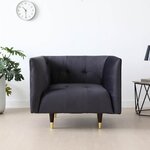 Valentina 1P - Fauteuil gris foncé en velours