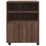 vidaXL Armoire à roulettes chêne marron 60x48x81 cm bois d'ingénierie