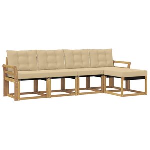 vidaXL Ensemble de canapés d'extérieur 5 pc Blanc et Beige