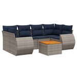 vidaXL Salon de jardin 7 Pièces avec coussins gris résine tressée