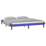 vidaXL Cadre de lit à LED sans matelas gris 120x190 cm bois massif