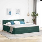 vidaXL Lit de rangement LED avec matelas Vert foncé 200 x 200 cm