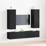 vidaXL Set de meubles TV mural en chêne noir  4 pièces en bois d'ingénierie
