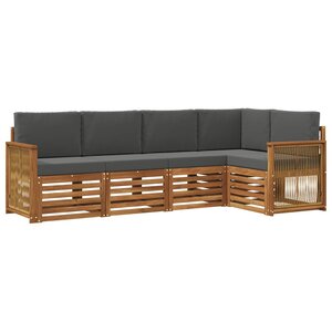 vidaXL Ensemble de canapés d'extérieur 4 pc Naturel et Anthracite