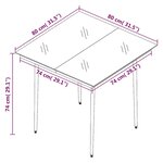 Vidaxl table à dîner de jardin noir 80x80x74 cm acier et verre