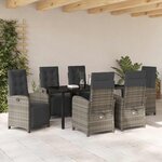 vidaXL Ensemble de salle à manger pour jardin 7 Pièces Gris polyrotin