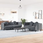 vidaXL Ensemble de canapés 2 Pièces avec coussins gris foncé velours