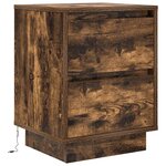 VidaXL Tables de chevet avec lumières LED 2Pièces chêne fumé 38x34x50 cm