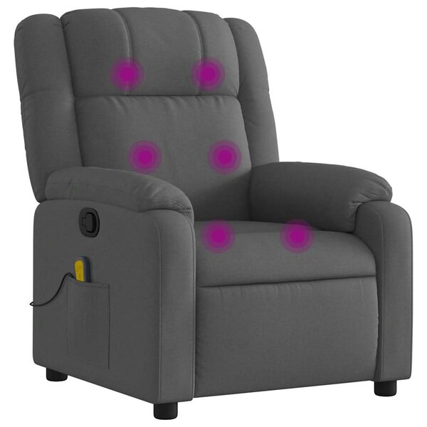 vidaXL Fauteuil inclinable de massage gris foncé tissu