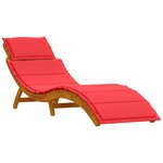 vidaXL Chaise longue 2 Pièces Rouge 184 x 55 x 64cm Bois d'acacia massif