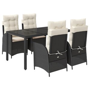 vidaXL Ensemble à manger de jardin coussins 5Pièces Noir Résine tressée