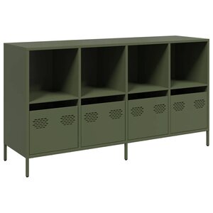 vidaXL Buffet vert olive 135x39x73 5 cm acier laminé à froid