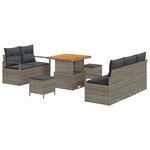 vidaXL Ensemble de canapé de jardin avec coussin 8 Pièces Gris Poly rotin
