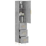 vidaXL Buffet haut Gris béton 34 5x34x180 cm Bois d'ingénierie