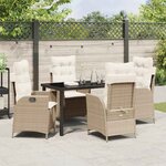 vidaXL Ensemble de salle à manger pour jardin 5 Pièces Beige polyrotin