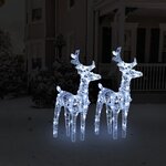 vidaXL Rennes de Noël 2 Pièces 80 LED Blanc froid Acrylique