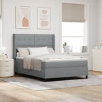 vidaXL Lit à ressorts avec matelas & LED gris clair 140x190 cm en tissu.