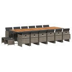 vidaXL Ensemble à manger de jardin 17 Pièces et coussins résine tressée