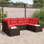 vidaXL Ensemble de canapé de jardin 6 Pièces Marron polyrotin