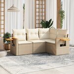 vidaXL Salon de jardin avec coussins 4 Pièces beige résine tressée