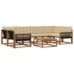 vidaXL Ensemble de canapés d'extérieur 7 Pièces Naturel et Beige
