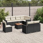 vidaXL Salon de jardin 9 Pièces avec coussins noir résine tressée