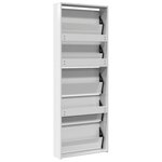 vidaXL Armoire chaussures miroir 5niveaux blanc brillant 63x17x169 5cm