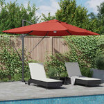 vidaXL Parasol Roma à Bras Déporté Rouge et Noir 352 x 251 x 265 cm