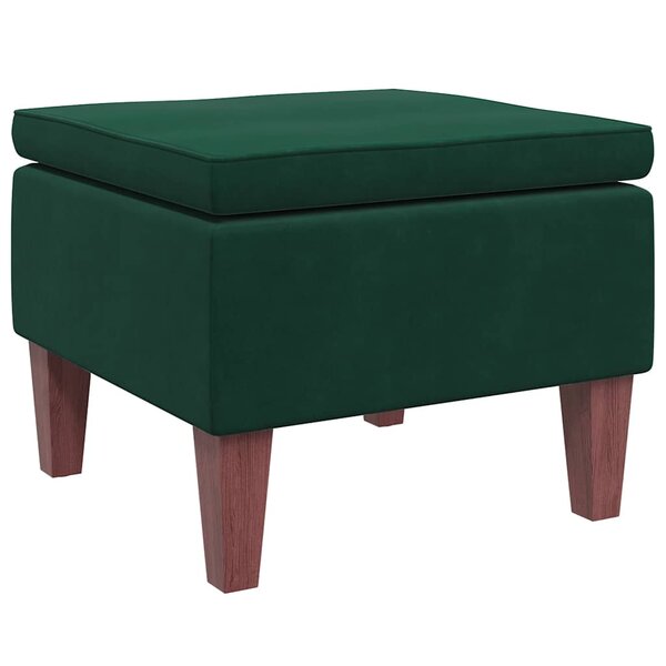 vidaXL Tabouret avec pieds en bois Vert foncé Velours