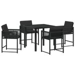 vidaXL Ensemble de salle à manger pour jardin 5 Pièces Noir polyrotin