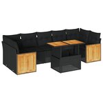 vidaXL Salon de jardin avec coussins 8 Pièces noir résine tressée acacia