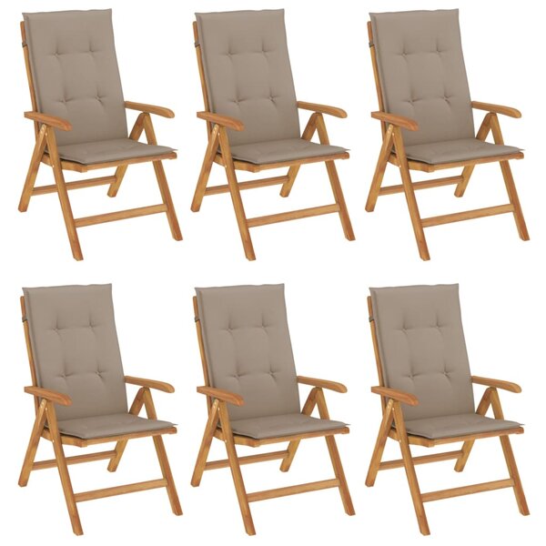 vidaXL Chaises de jardin inclinables et coussins lot de 6 bois teck