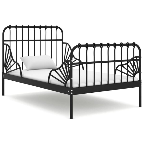 vidaXL Cadre de lit extensible sans matelas Noir Métal 80x130/200 cm