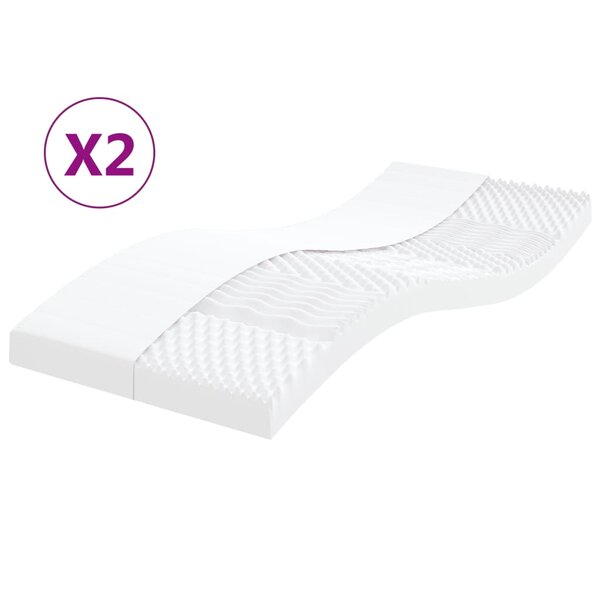 vidaXL Matelas en mousse 2 Pièces blanc 100x200 cm 7 zones dureté 20 ILD