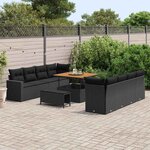 vidaXL Ensemble de canapé de jardin 11 Pièces Noir polyrotin